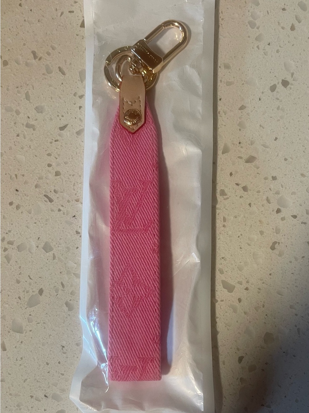 Pink Wrist Strap Key & Card Holder with Gold Like Hardware NEW